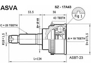 ASVA SZ-17A43 jungčių komplektas, kardaninis velenas 
 Ratų pavara -> Sujungimai/komplektas
44101-80G20, 44102-80G00, 44101-80G00