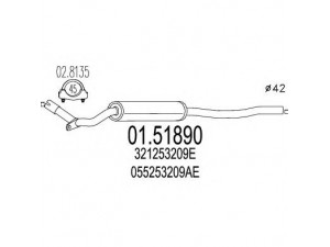 MTS 01.51890 priekinis duslintuvas 
 Išmetimo sistema -> Duslintuvas
055253209AE, 321253209E, 055253209AD