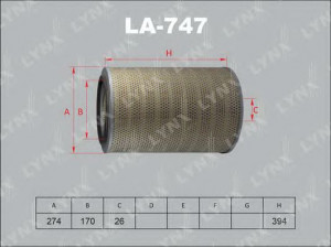 LYNXauto LA-747 oro filtras
18675-03100, 1-14215-075-0, 1-14215-182-0