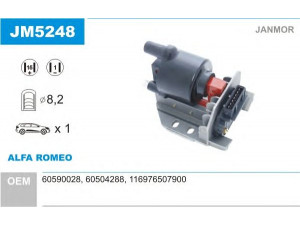 JANMOR JM5248 ritė, uždegimas 
 Kibirkšties / kaitinamasis uždegimas -> Uždegimo ritė
116 976507900, 60504288, 60590028