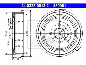 ATE 24.0223-0013.2 stabdžių būgnas 
 Stabdžių sistema -> Būgninis stabdys -> Stabdžių būgnas
5 68 063, 90495034