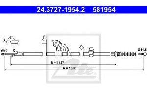 ATE 24.3727-1954.2 trosas, stovėjimo stabdys 
 Stabdžių sistema -> Valdymo svirtys/trosai
46430-52161