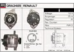 DELCO REMY DRA3485 kintamosios srovės generatorius 
 Elektros įranga -> Kint. sr. generatorius/dalys -> Kintamosios srovės generatorius
7700420030, 7700866507, 7701499603