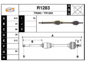 SNRA R1283 kardaninis velenas 
 Ratų pavara -> Kardaninis velenas
8200264668, 8200300713, 8200351248