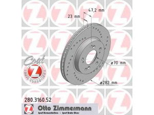 ZIMMERMANN 280.3160.52 stabdžių diskas 
 Stabdžių sistema -> Diskinis stabdys -> Stabdžių diskas
45251-S2HE00, 45251-SP0000, 45251-SZ3000