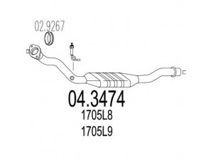 MTS 04.3474 katalizatoriaus keitiklis 
 Išmetimo sistema -> Katalizatoriaus keitiklis
1705L8, 1705L9, 1705L8