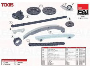 FAI AutoParts TCK85 pavaros grandinės komplektas 
 Variklis -> Variklio uždegimo laiko reguliavimo kontrolė -> Sinchronizavimo grandinė/įtempiklis/kreiptuvas -> Pavaros grandinės komplektas
1S7Z6A859AA
