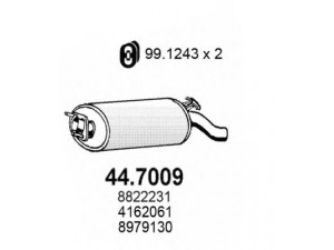 ASSO 44.7009 galinis duslintuvas 
 Išmetimo sistema -> Duslintuvas
4162061, 5466818, 8822231, 8979130