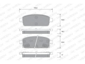 WEEN 151-2731 stabdžių trinkelių rinkinys, diskinis stabdys 
 Techninės priežiūros dalys -> Papildomas remontas
05 42 039, 13300867, 13300867, 13300867