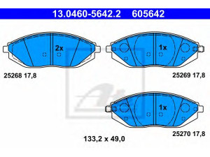 ATE 13.0460-5642.2 stabdžių trinkelių rinkinys, diskinis stabdys 
 Techninės priežiūros dalys -> Papildomas remontas
96682858