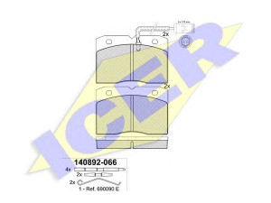 ICER 140892 stabdžių trinkelių rinkinys, diskinis stabdys 
 Techninės priežiūros dalys -> Papildomas remontas
190 6039, 190 6159, 190 6039, 190 6159