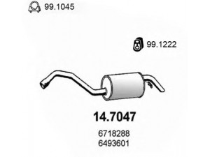 ASSO 14.7047 galinis duslintuvas 
 Išmetimo sistema -> Duslintuvas
1009255, 1496887, 6493601, 6718288