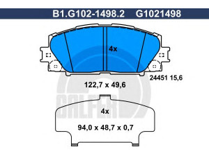 GALFER B1.G102-1498.2 stabdžių trinkelių rinkinys, diskinis stabdys 
 Techninės priežiūros dalys -> Papildomas remontas
04465-0W140, 04465-47060