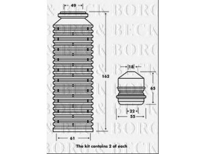 BORG & BECK BPK7002 apsauginio dangtelio komplektas, amortizatorius
811412135B, 861412131, 861412135