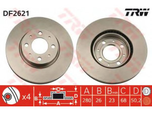 TRW DF2621 stabdžių diskas 
 Stabdžių sistema -> Diskinis stabdys -> Stabdžių diskas
271590, 2715902, 31262091, 351688