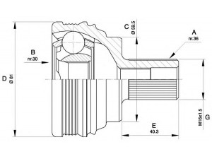 OPEN PARTS CVJ5538.10 jungčių komplektas, kardaninis velenas 
 Ratų pavara -> Sujungimai/komplektas
1K0498099D, 1K0498099DX, 1K0498099DX