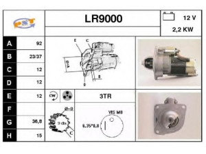 SNRA LR9000 starteris 
 Elektros įranga -> Starterio sistema -> Starteris
ERR5009, NAD10039, PRC3032, PRC4425