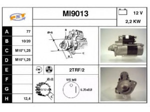 SNRA MI9013 starteris 
 Elektros įranga -> Starterio sistema -> Starteris
M2T84171, M2T84571, M2T87171, M2T87371