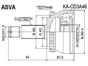 ASVA KA-CD3A46 jungčių komplektas, kardaninis velenas 
 Ratų pavara -> Sujungimai/komplektas
49500-1H210