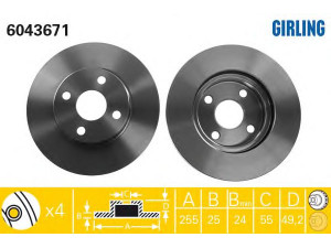GIRLING 6043671 stabdžių diskas 
 Stabdžių sistema -> Diskinis stabdys -> Stabdžių diskas
4351213030, 1061001091, 106100109101
