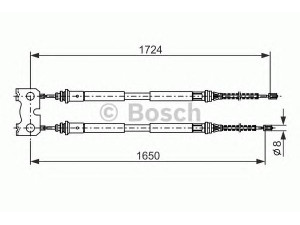 BOSCH 1 987 477 835 trosas, stovėjimo stabdys 
 Stabdžių sistema -> Valdymo svirtys/trosai
1036201, 7402911, 95AB 2A603 AC