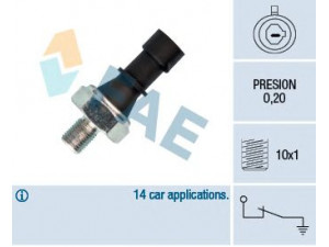 FAE 12438 alyvos slėgio jungiklis 
 Variklis -> Variklio elektra
8-97375-663-0, 1252577, 97375663