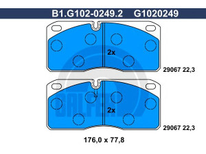 GALFER B1.G102-0249.2 stabdžių trinkelių rinkinys, diskinis stabdys
1906402