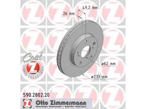 ZIMMERMANN 590.2802.20 stabdžių diskas 
 Stabdžių sistema -> Diskinis stabdys -> Stabdžių diskas
43512-02180, 43512-12690