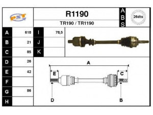 SNRA R1190 kardaninis velenas 
 Ratų pavara -> Kardaninis velenas
8200531844