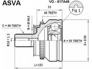 ASVA VO-617A48 jungčių komplektas, kardaninis velenas 
 Ratų pavara -> Sujungimai/komplektas
8251517, 9463379