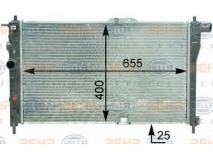 HELLA 8MK 376 762-541 radiatorius, variklio aušinimas 
 Aušinimo sistema -> Radiatorius/alyvos aušintuvas -> Radiatorius/dalys
96144847, 96144847