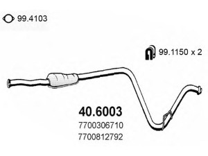 ASSO 40.6003 vidurinis duslintuvas 
 Išmetimo sistema -> Duslintuvas
7700306710, 7700306934, 7700812792