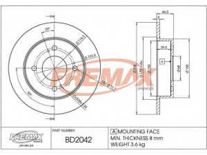 FREMAX BD-2042 stabdžių diskas
43206 53F00, 43206 70F00