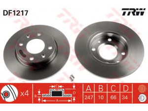 TRW DF1217 stabdžių diskas 
 Stabdžių sistema -> Diskinis stabdys -> Stabdžių diskas
169001, 424995, 91508338, 95661748