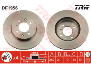 TRW DF1956 stabdžių diskas 
 Dviratė transporto priemonės -> Stabdžių sistema -> Stabdžių diskai / priedai
45251SF0000, 45251SFO000