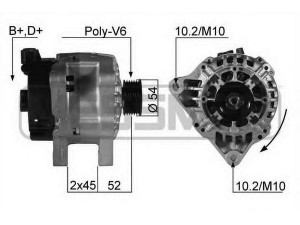 ERA 210205 kintamosios srovės generatorius 
 Elektros įranga -> Kint. sr. generatorius/dalys -> Kintamosios srovės generatorius
9622410580, 9642880480, A002TB2291