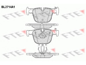 FTE BL2714A1 stabdžių trinkelių rinkinys, diskinis stabdys 
 Techninės priežiūros dalys -> Papildomas remontas
34 20 6 799 813, 34 21 6 850 570