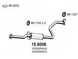 ASSO 15.6006 vidurinis duslintuvas 
 Išmetimo sistema -> Duslintuvas
18220SR4306, 18220SR4405, 18220SR4A22