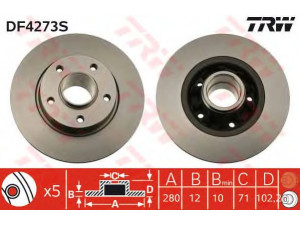 TRW DF4273S stabdžių diskas 
 Stabdžių sistema -> Diskinis stabdys -> Stabdžių diskas
4320600Q0D, 4320600QAB, 4320600QAC