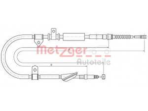 METZGER 10.5239 trosas, stovėjimo stabdys 
 Stabdžių sistema -> Valdymo svirtys/trosai
GVC902382, SPB000370