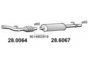 ASSO 28.0064 katalizatoriaus keitiklis 
 Išmetimo sistema -> Katalizatoriaus keitiklis
9014901819, 9014902819