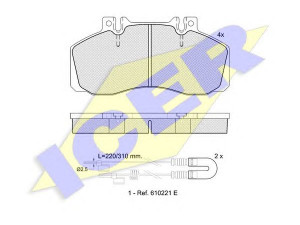 ICER 150722 stabdžių trinkelių rinkinys, diskinis stabdys 
 Techninės priežiūros dalys -> Papildomas remontas
001 420 15 20, 002 420 57 20, 002 420 62 20