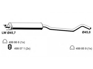 ERNST 012218 vidurinis duslintuvas 
 Išmetimo sistema -> Duslintuvas
58 52 126, 58 52 127, 58 52 277