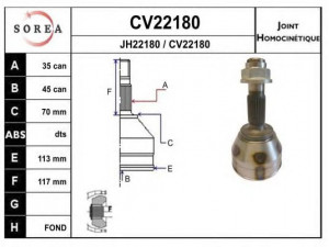 EAI CV22180K jungčių komplektas, kardaninis velenas 
 Ratų pavara -> Sujungimai/komplektas