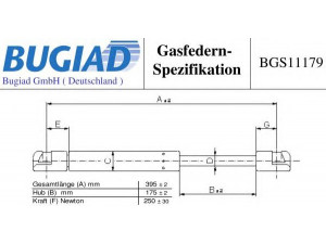 BUGIAD BGS11179 dujinė spyruoklė, gaubtas 
 Kėbulas -> Dujinės spyruoklės
82 00 091 749, 5H2216E610AA, 8H2216E610AA