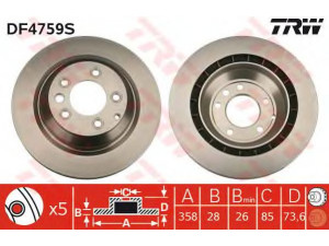 TRW DF4759S stabdžių diskas 
 Stabdžių sistema -> Diskinis stabdys -> Stabdžių diskas
7L8615601, 7L8615601A, 7L8615601D