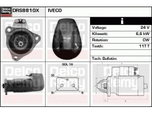 DELCO REMY DRS8810X starteris 
 Elektros įranga -> Starterio sistema -> Starteris
29955144, 500325103