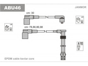 JANMOR ABU46 uždegimo laido komplektas 
 Kibirkšties / kaitinamasis uždegimas -> Uždegimo laidai/jungtys
037905409B, 053905481C, N10052906