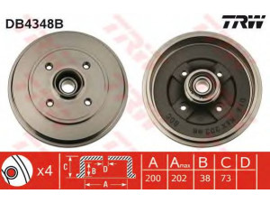 TRW DB4348B stabdžių būgnas 
 Stabdžių sistema -> Būgninis stabdys -> Stabdžių būgnas
4707272, 9214294, 9214294