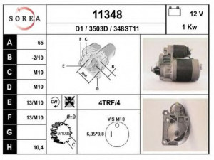 EAI 11348 starteris 
 Elektros įranga -> Starterio sistema -> Starteris
M3T22488, M3T32986, M3T32988, M3T32991
